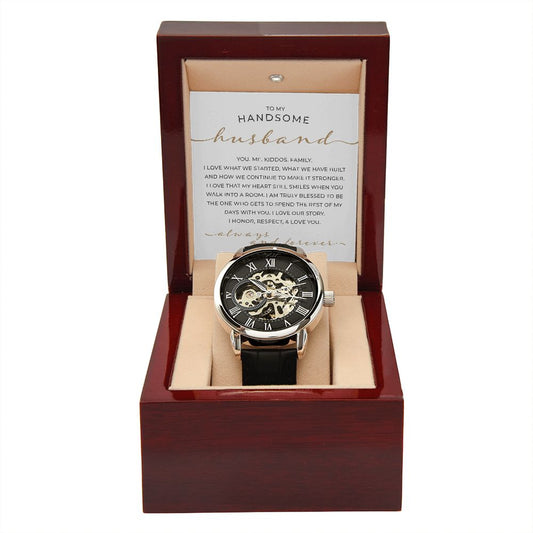 To My Handsome Husband Openwork Watch