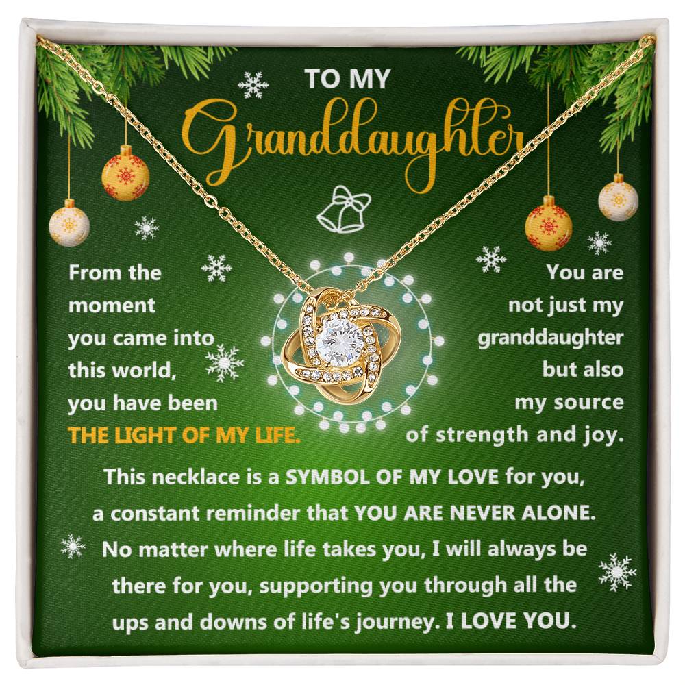 To My Granddaughter Love Knot Necklace Christmas Message Card