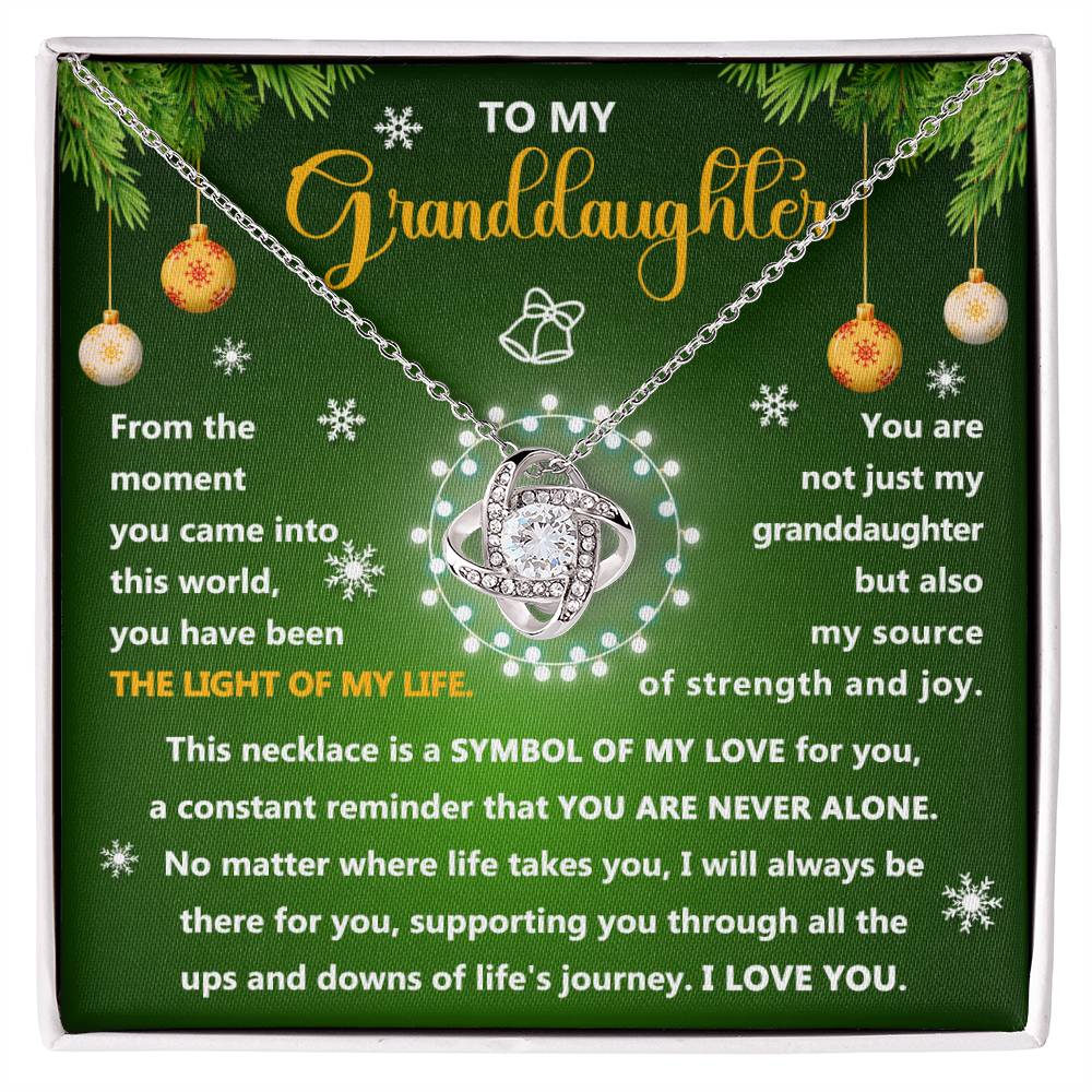 To My Granddaughter Love Knot Necklace Christmas Message Card