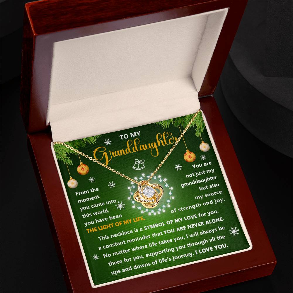 To My Granddaughter Love Knot Necklace Christmas Message Card