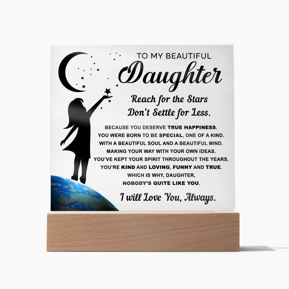 To My Beautiful Daughter Acrylic Plaque with Moon and Stars
