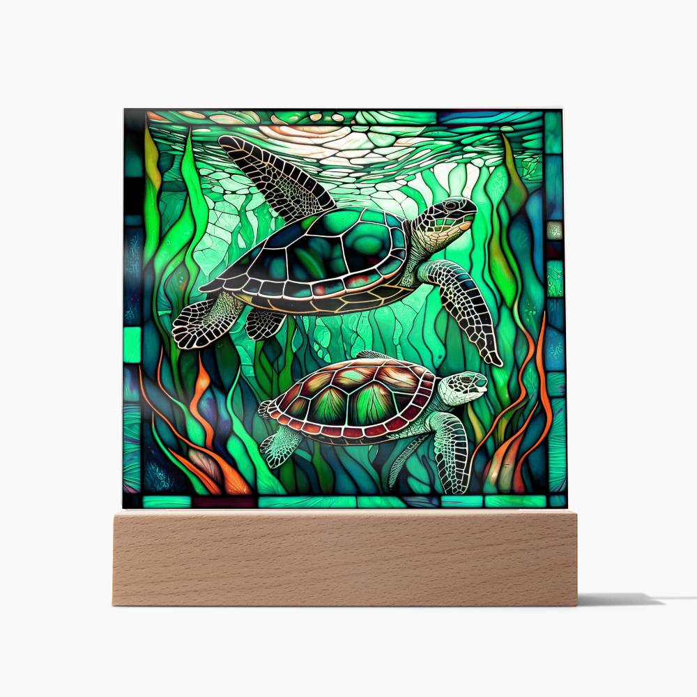 Stained Glass Turtle Acrylic Plaque