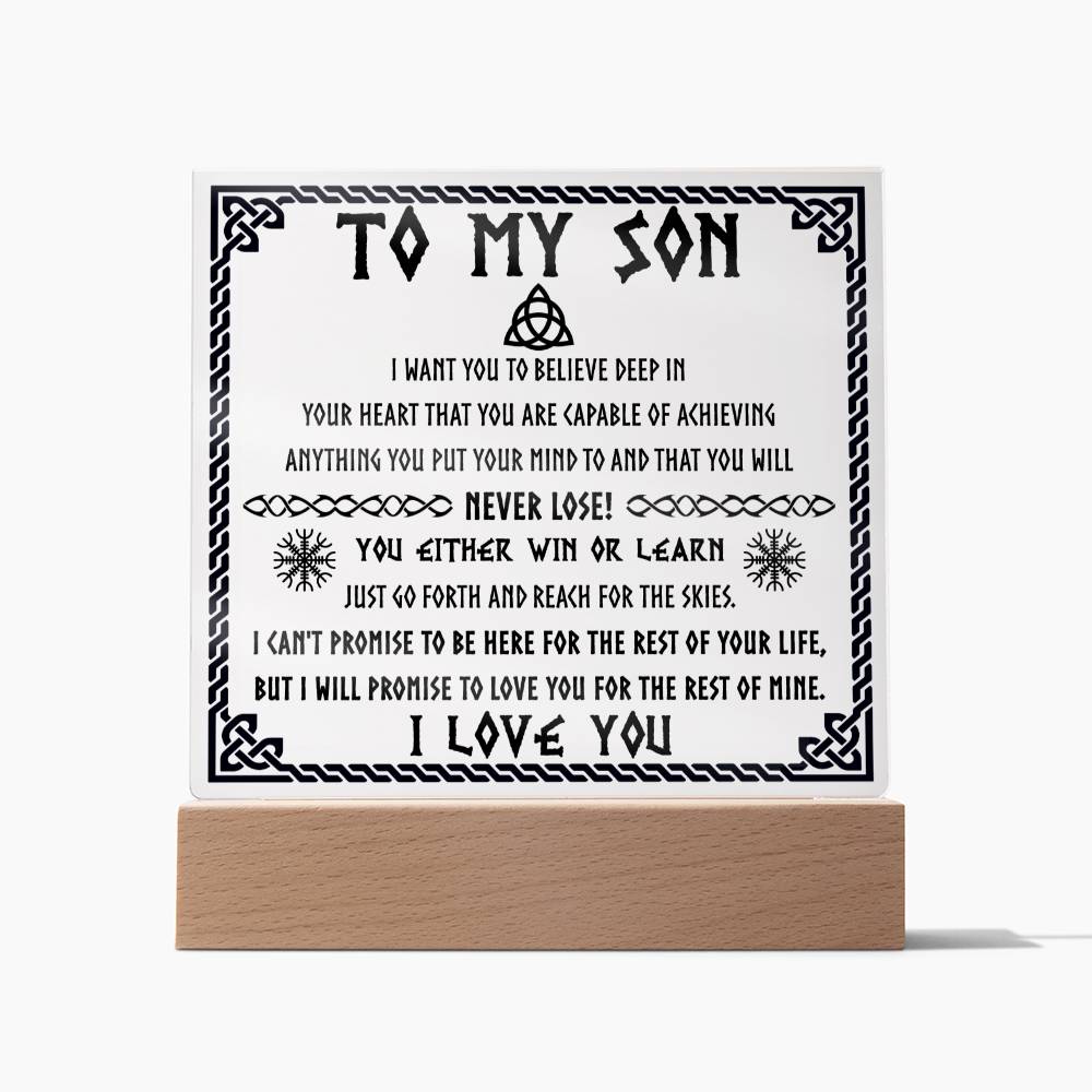 To My Son Acrylic Plaque with Snowflakes
