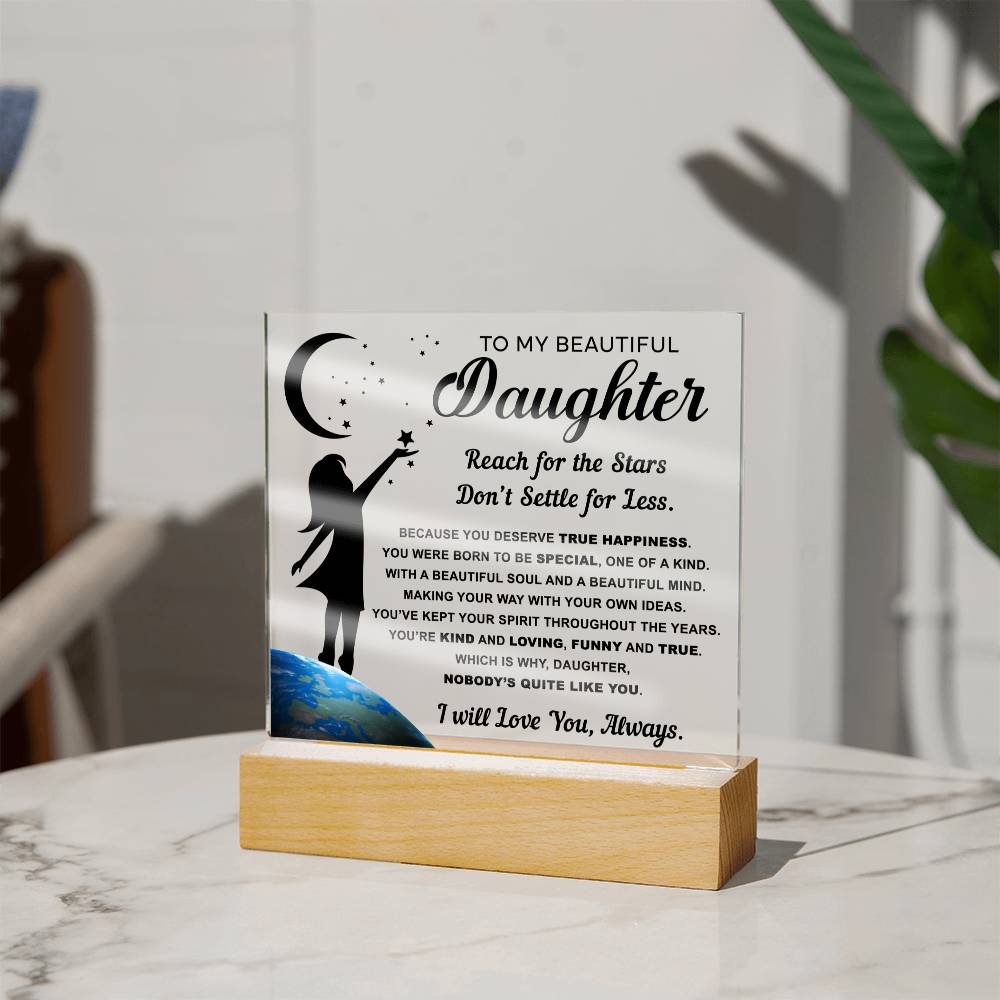 To My Beautiful Daughter Acrylic Plaque with Moon and Stars