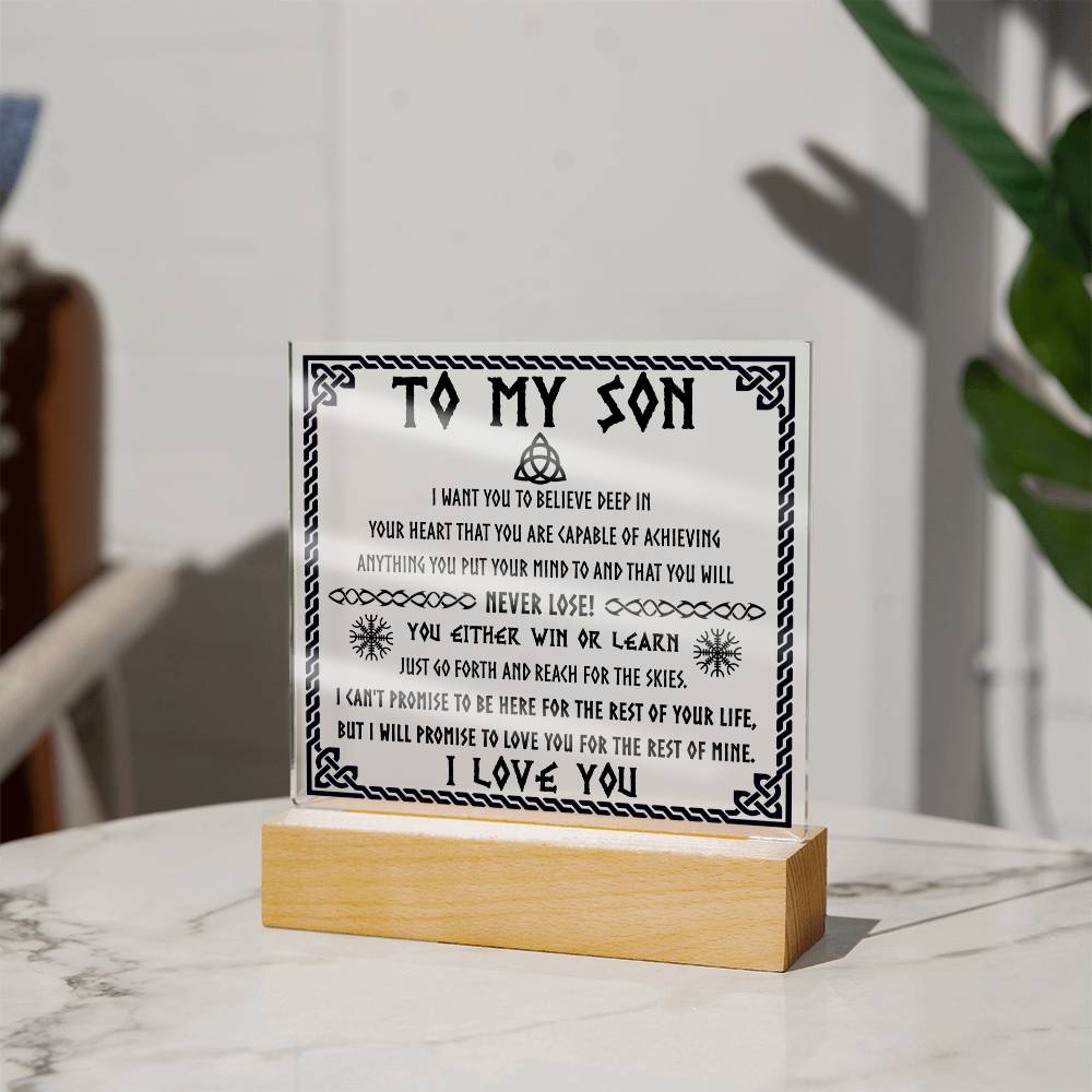 To My Son Acrylic Plaque with Snowflakes