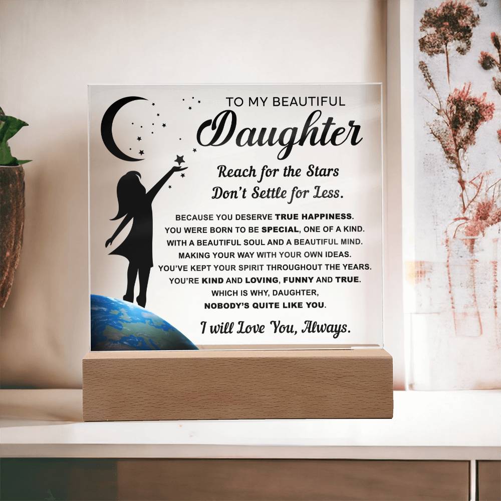 To My Beautiful Daughter Acrylic Plaque with Moon and Stars