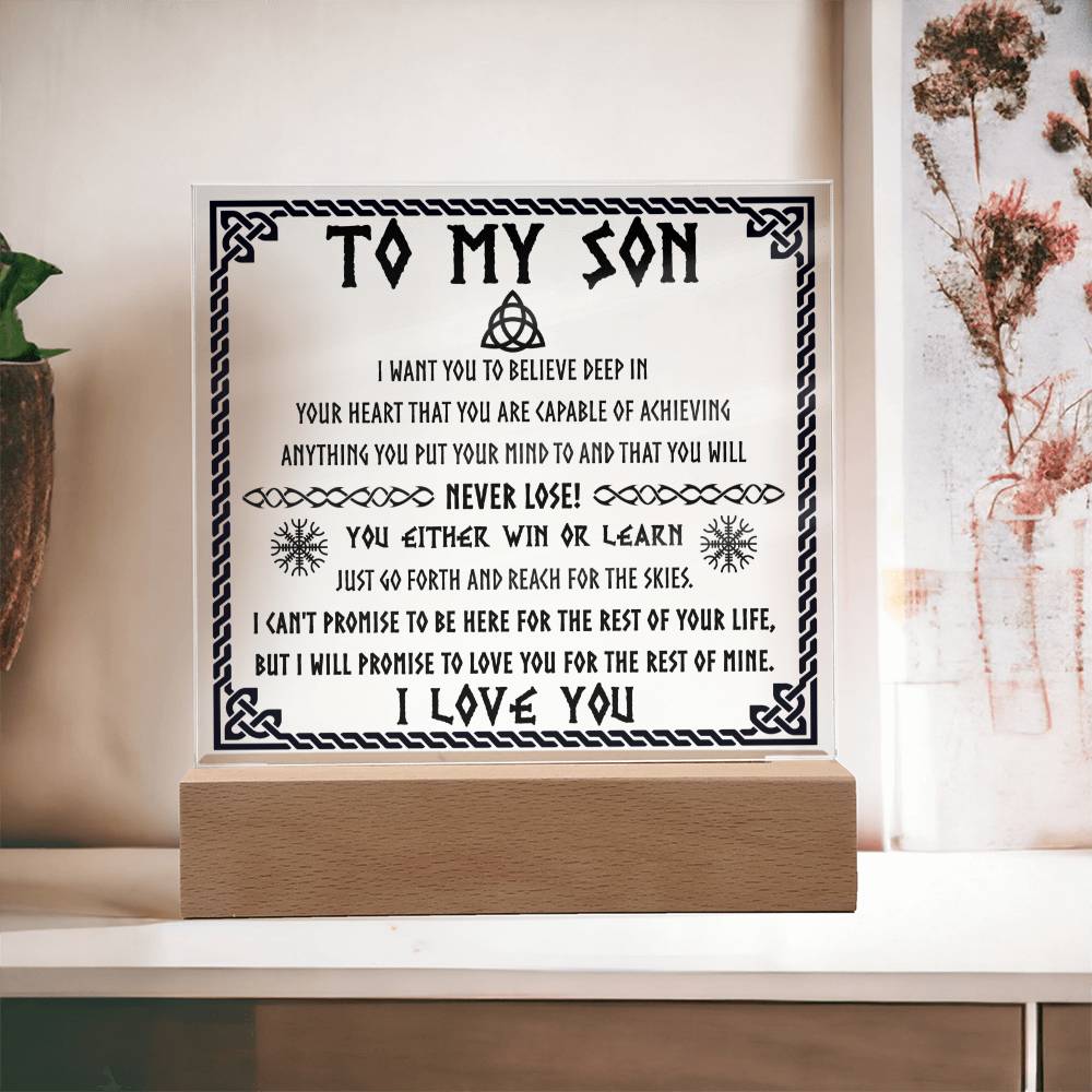 To My Son Acrylic Plaque with Snowflakes