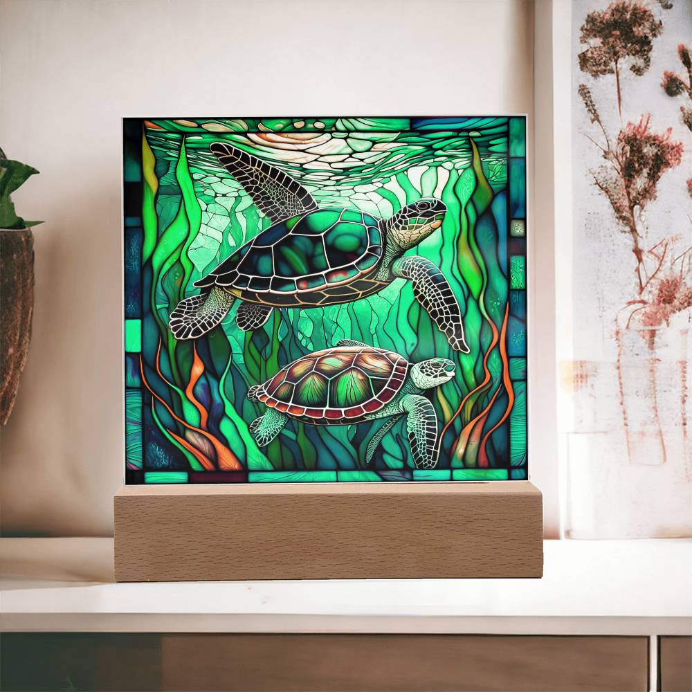 Stained Glass Turtle Acrylic Plaque