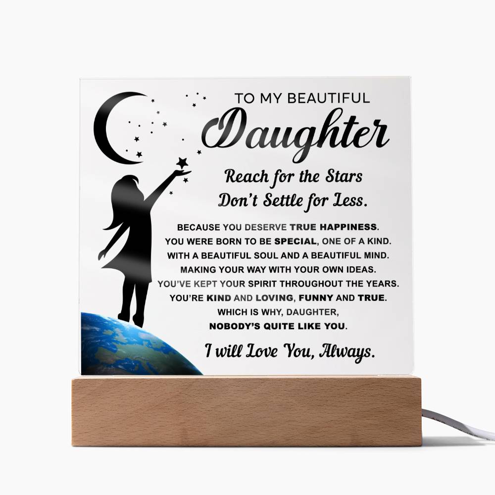 To My Beautiful Daughter Acrylic Plaque with Moon and Stars