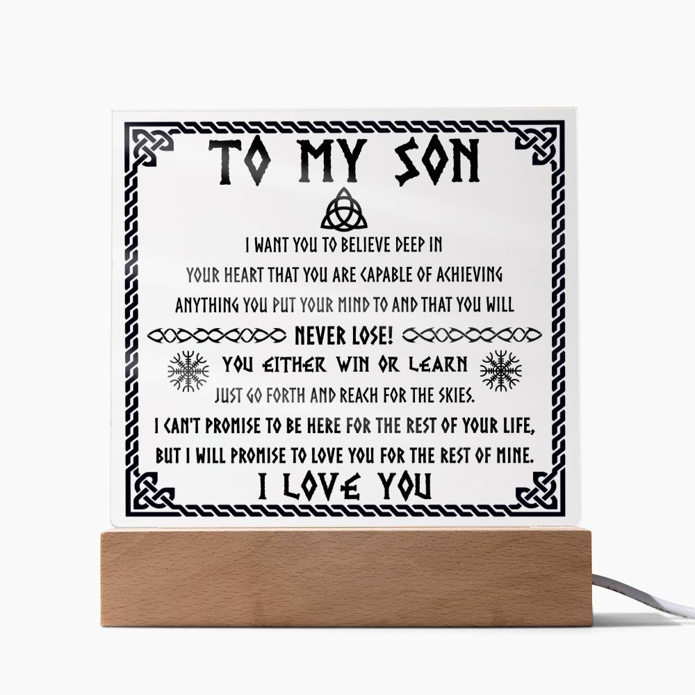 To My Son Acrylic Plaque with Snowflakes