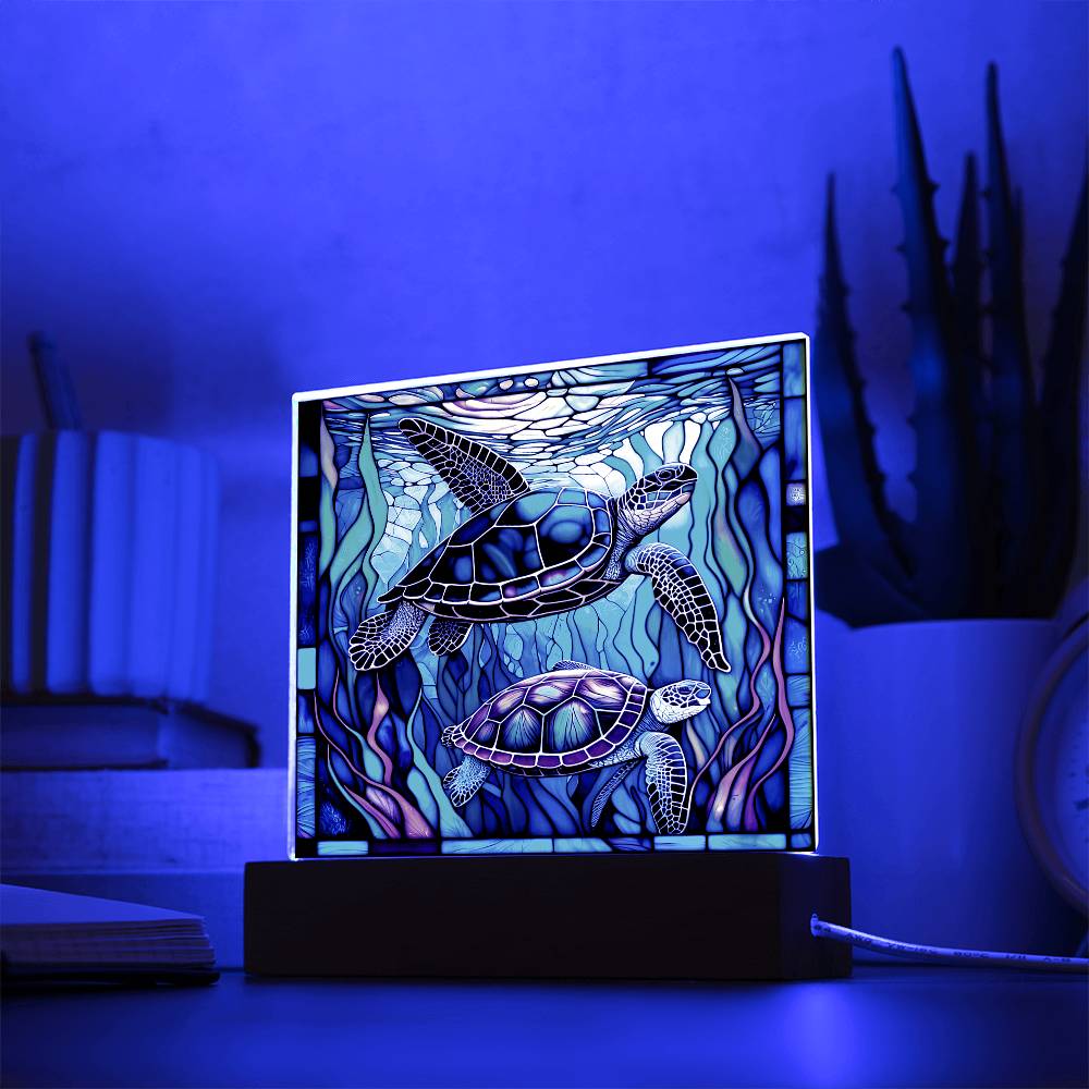 Stained Glass Turtle Acrylic Plaque