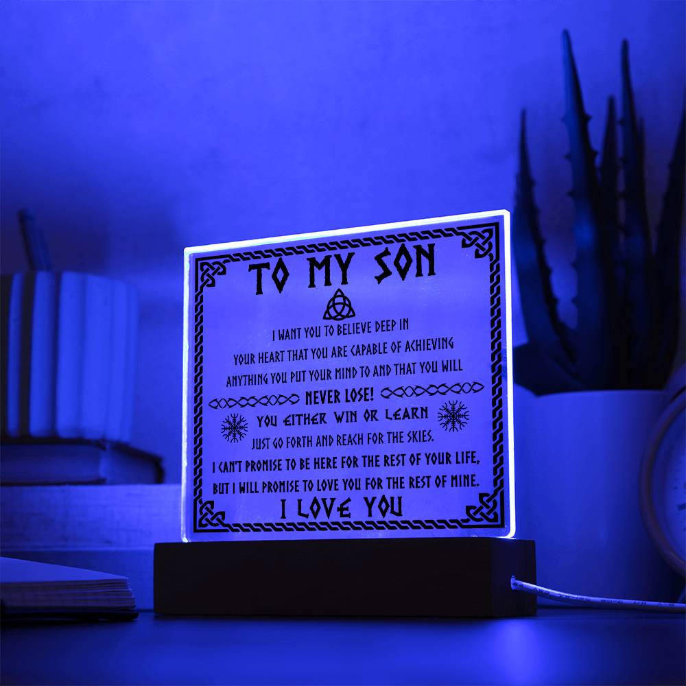 To My Son Acrylic Plaque with Snowflakes