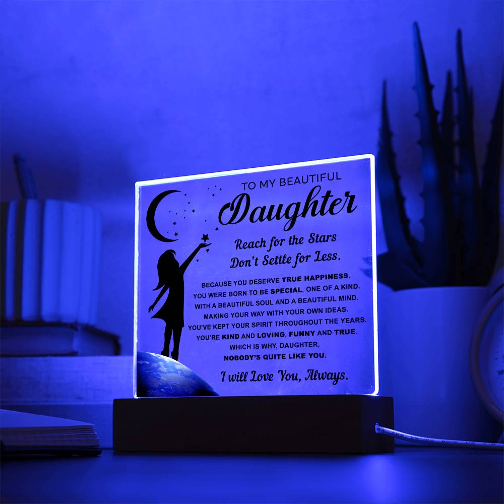 To My Beautiful Daughter Acrylic Plaque with Moon and Stars