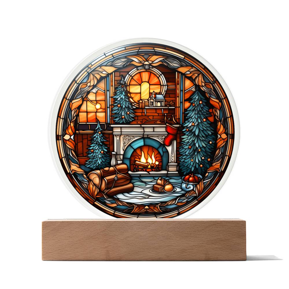 Christmas Fireplace Acrylic Plaque
