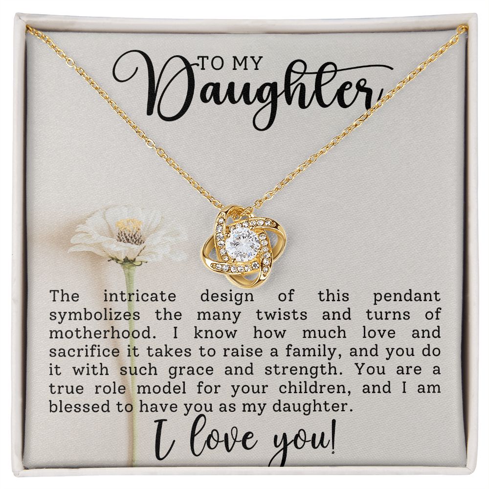 To My Daughter Love Knot Necklace