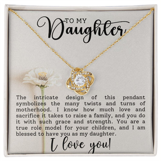 To My Daughter Love Knot Necklace