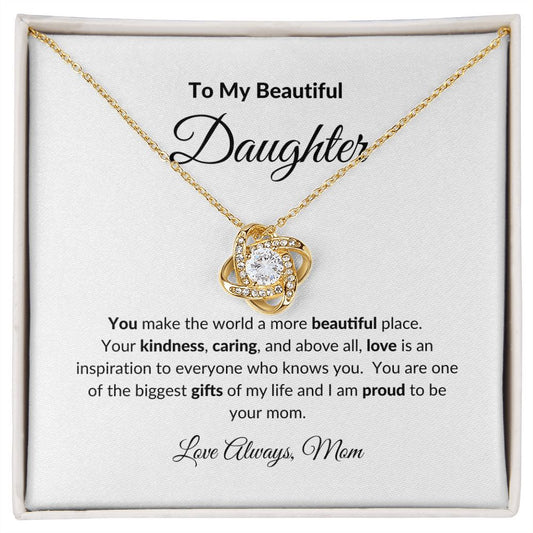 To My Beautiful Daughter Love Knot Necklace