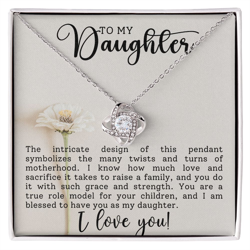 To My Daughter Love Knot Necklace