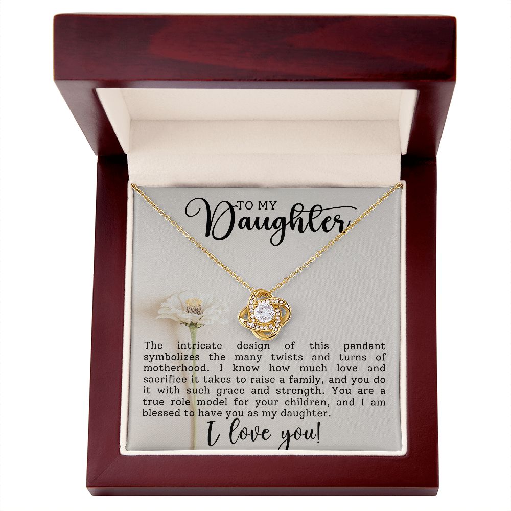 To My Daughter Love Knot Necklace