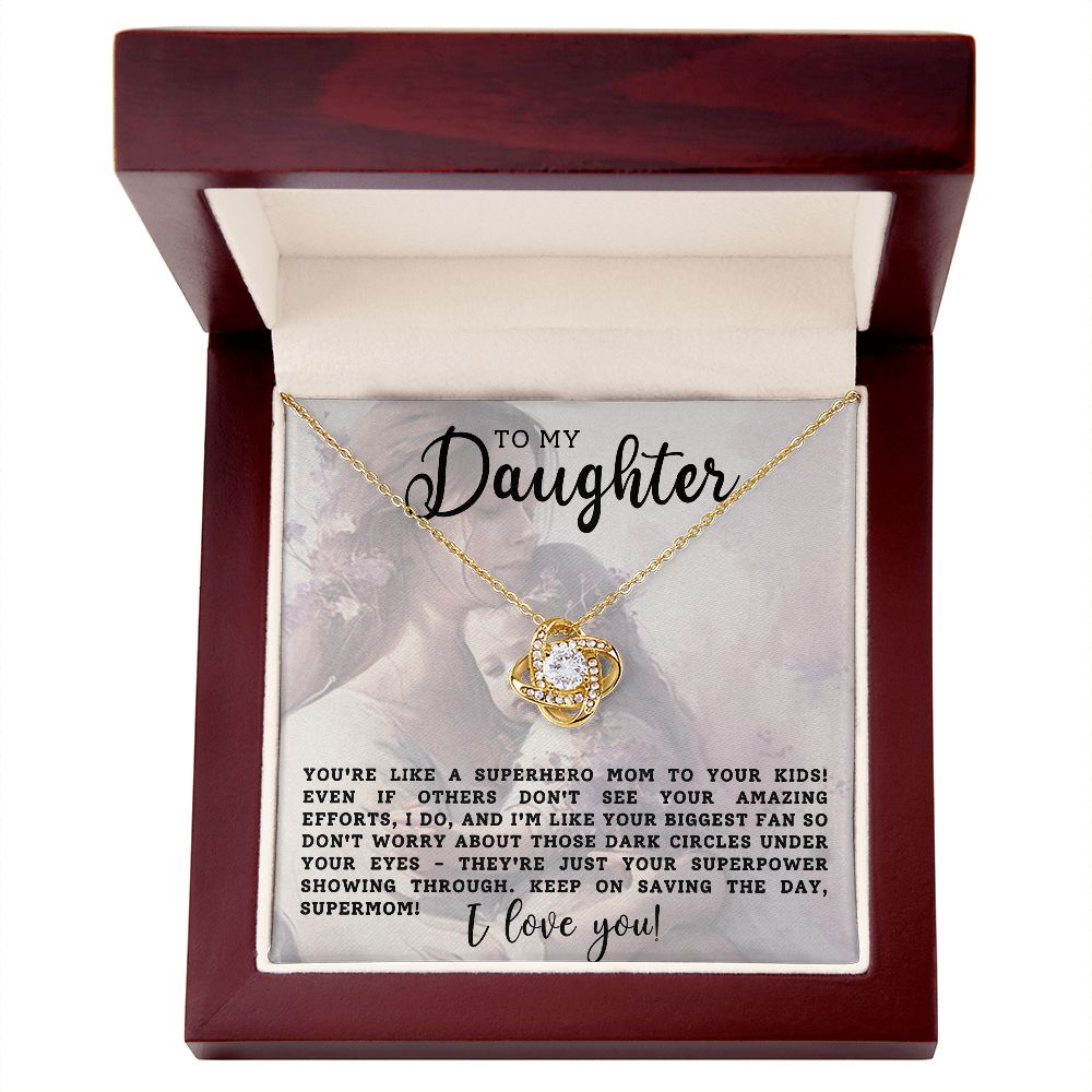 To My Daughter Love Knot Necklace