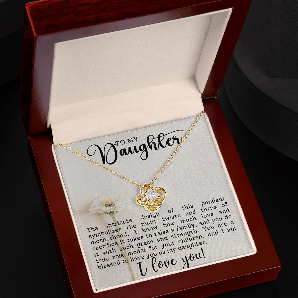 To My Daughter Love Knot Necklace