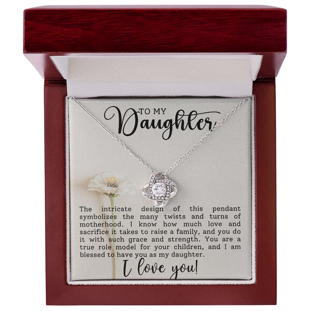 To My Daughter Love Knot Necklace