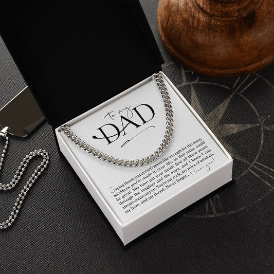 To My Dad Stainless Steel Cuban Chain Link Necklace