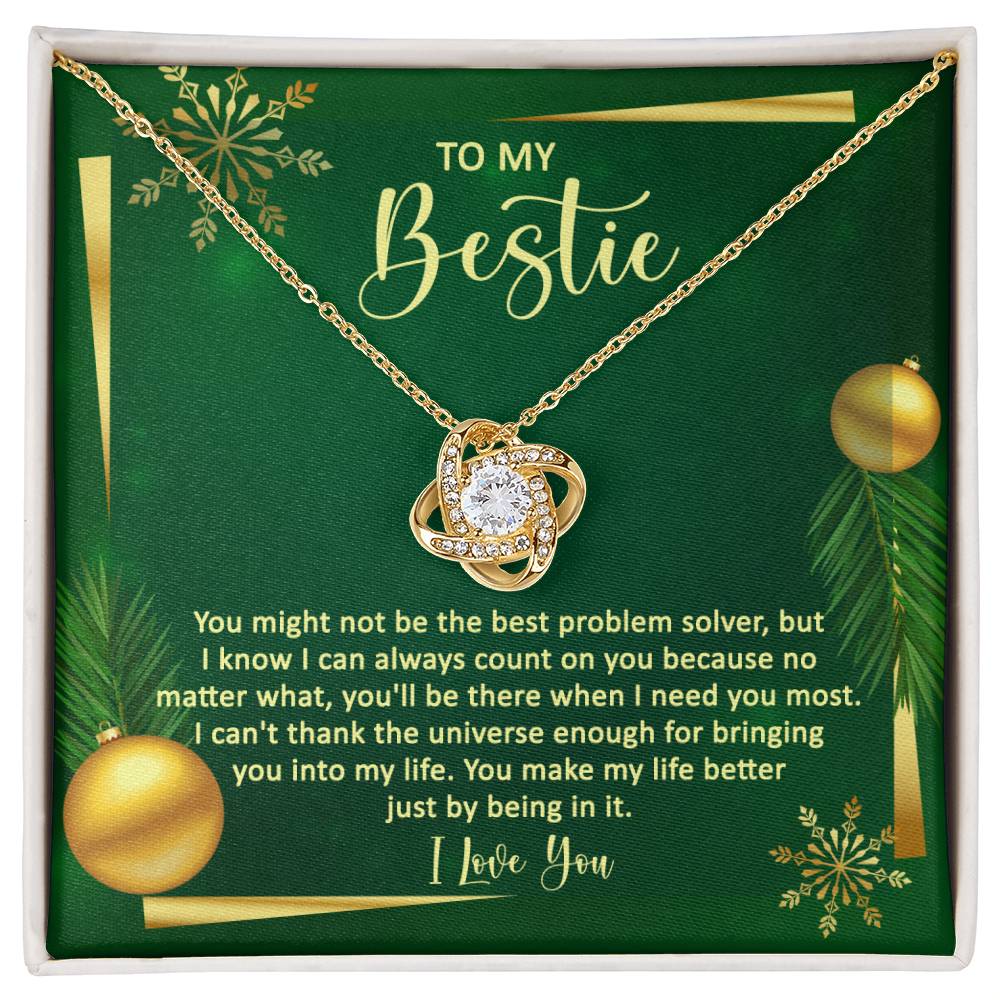 To My Bestie Gold Ornaments Love Knot Necklace