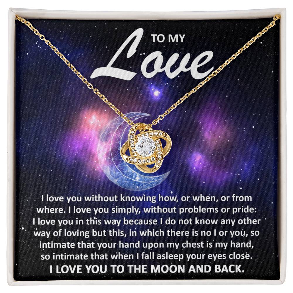 To My Love Crescent Moon Love Knot Necklace