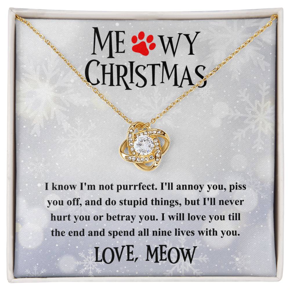 Meowy Christmas Love Knot Necklace