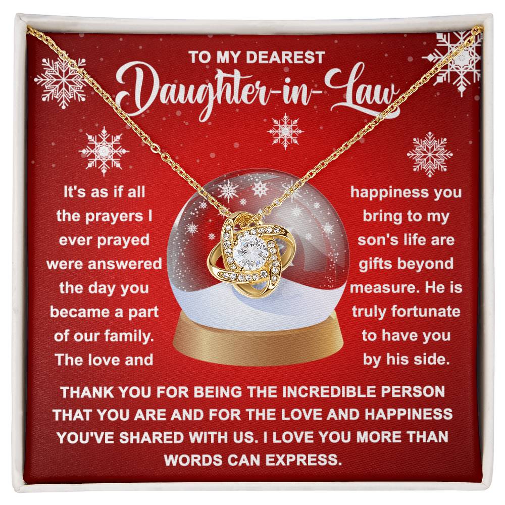 To My Dearest Daughter-In-Law Love Knot Necklace