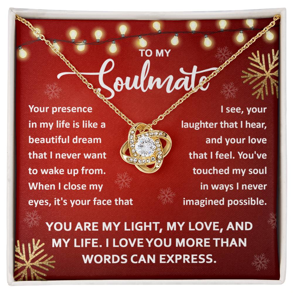 To My Soulmate Love Knot Necklace Christmas Lights