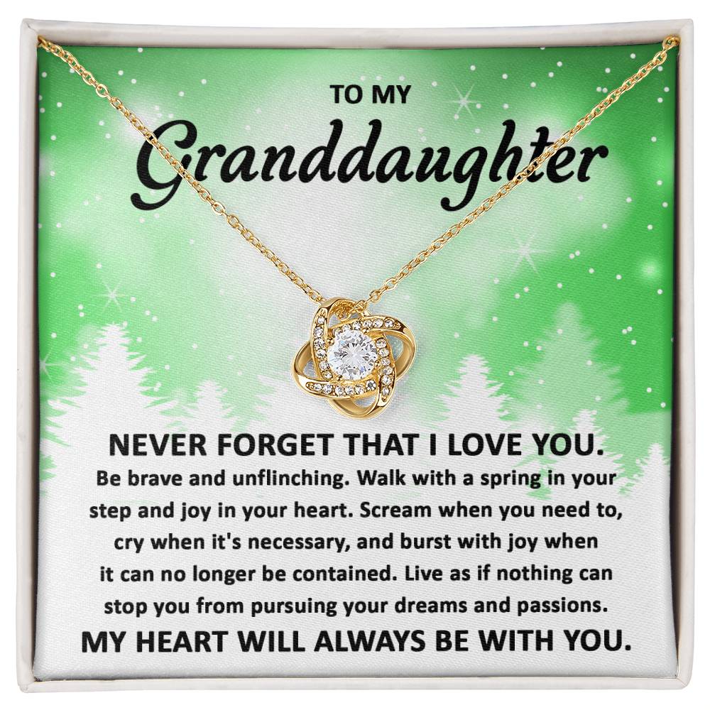 To My Granddaughter Pursuing your Dreams Love Knot Necklace