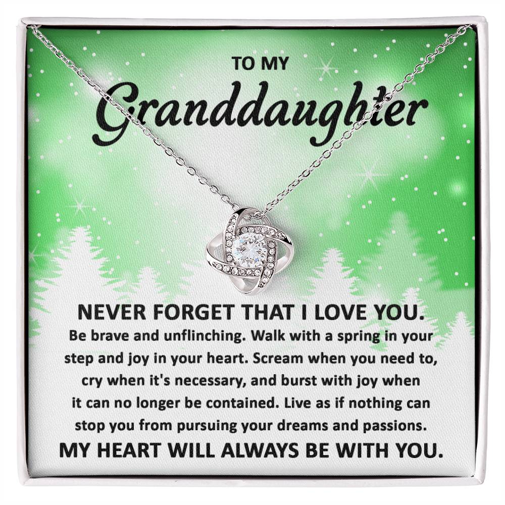 To My Granddaughter Pursuing your Dreams Love Knot Necklace