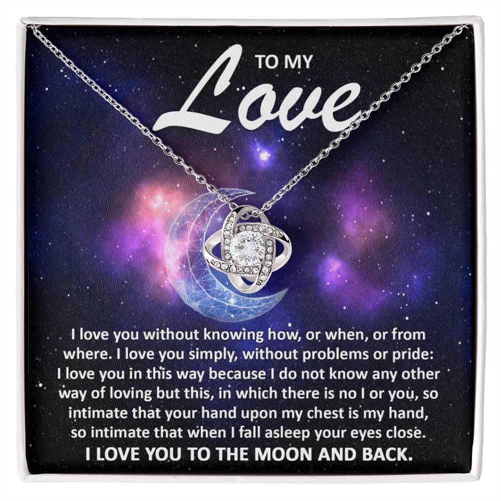 To My Love Crescent Moon Love Knot Necklace