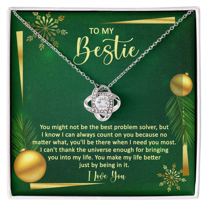 To My Bestie Gold Ornaments Love Knot Necklace