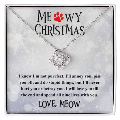 Meowy Christmas Love Knot Necklace