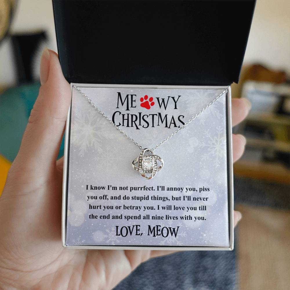 Meowy Christmas Love Knot Necklace