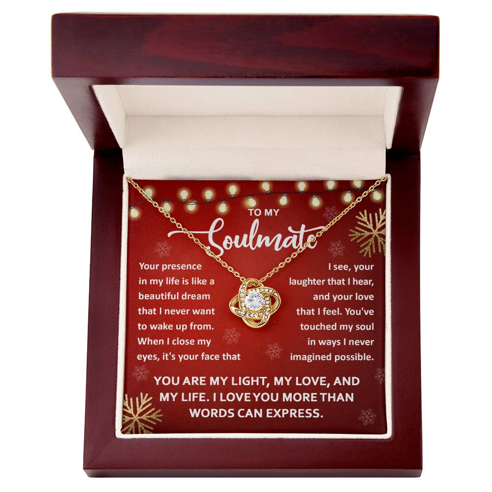 To My Soulmate Love Knot Necklace Christmas Lights