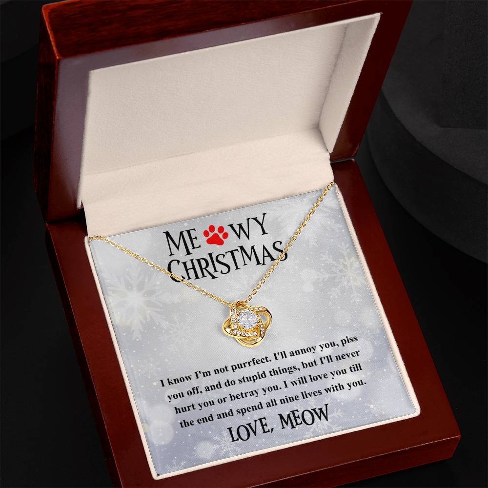 Meowy Christmas Love Knot Necklace