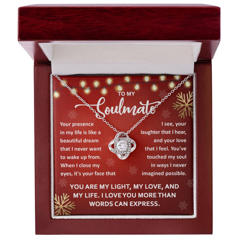 To My Soulmate Love Knot Necklace Christmas Lights