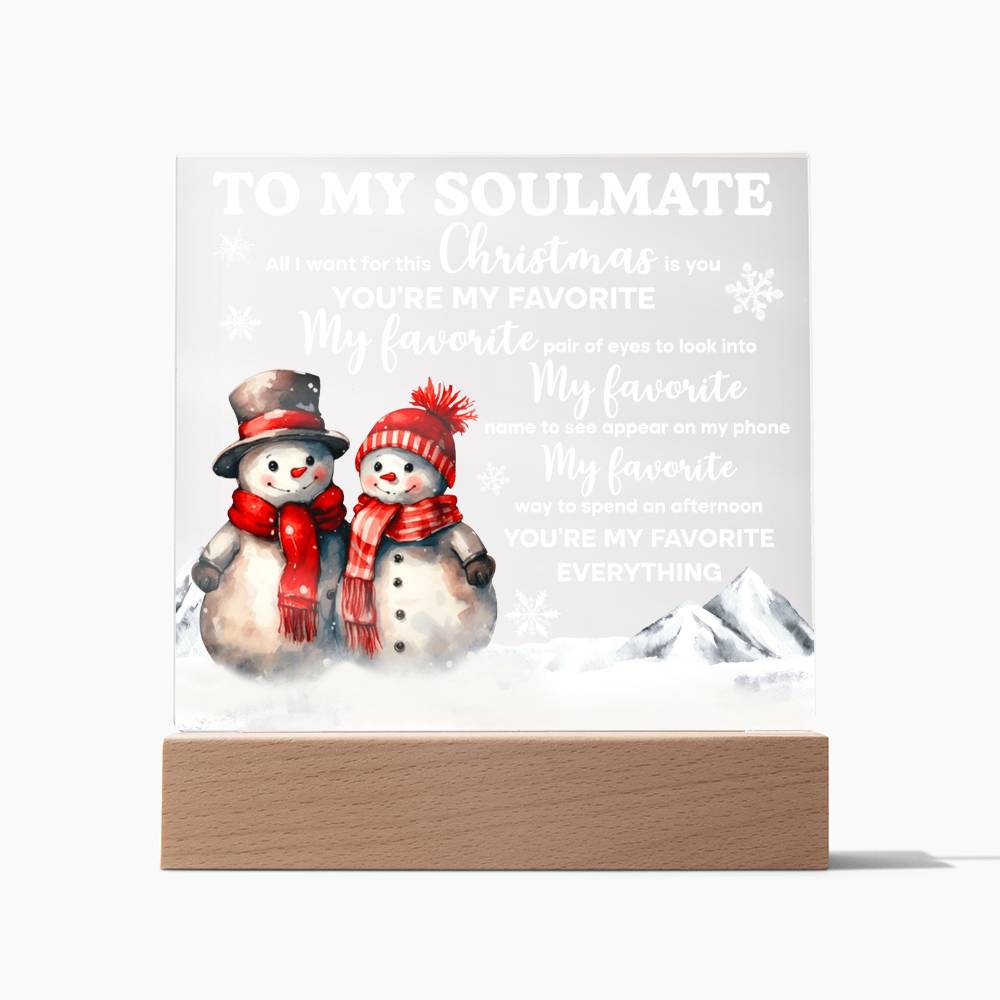 To My Soulmate Snowmen Acrylic Plaque