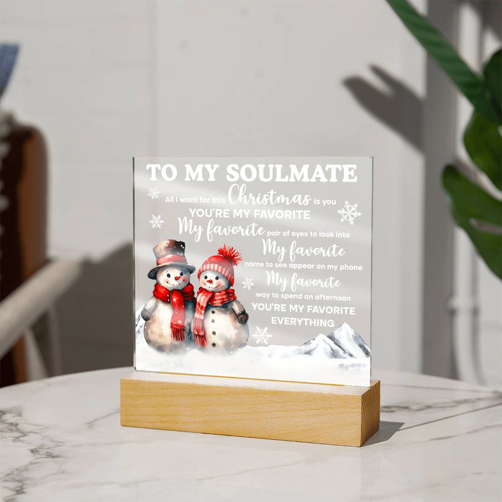 To My Soulmate Snowmen Acrylic Plaque