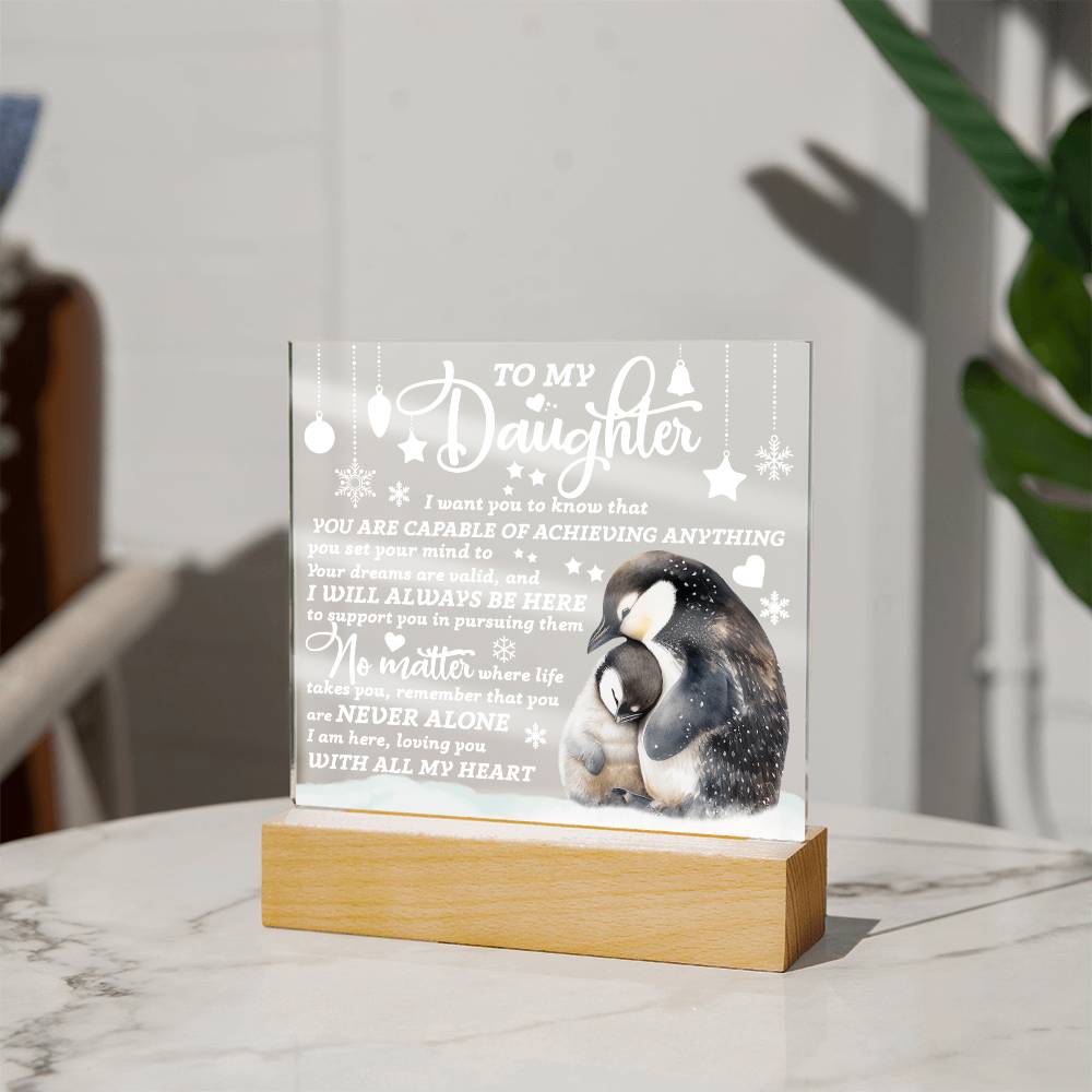 To My Daughter Penguins Acrylic Plaque