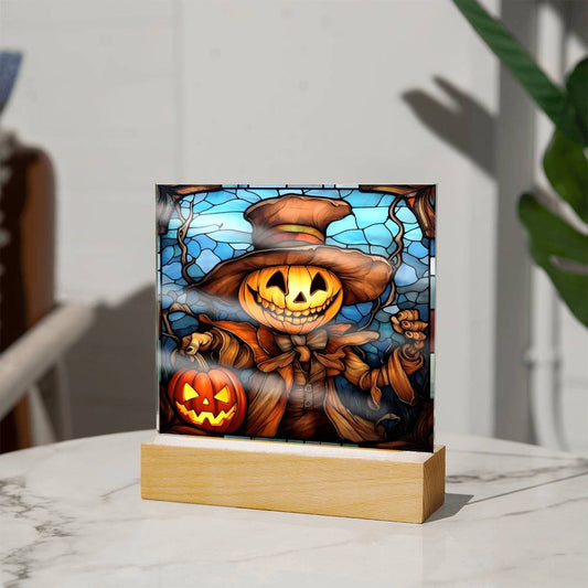 Halloween Pumpkin Ghost Stained Glass Acrylic