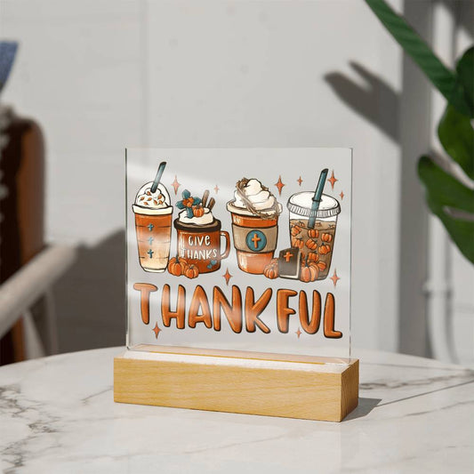 Thankful Fall-themed Acrylic Plaque