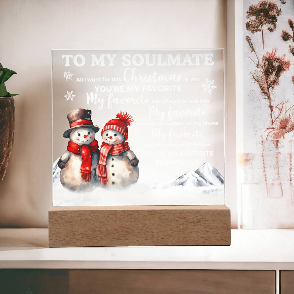 To My Soulmate Snowmen Acrylic Plaque