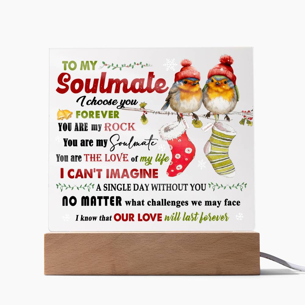 To My Soulmate Love Birds Christmas Acrylic