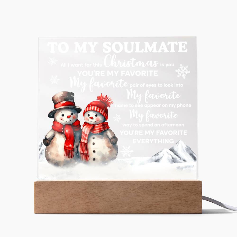 To My Soulmate Snowmen Acrylic Plaque