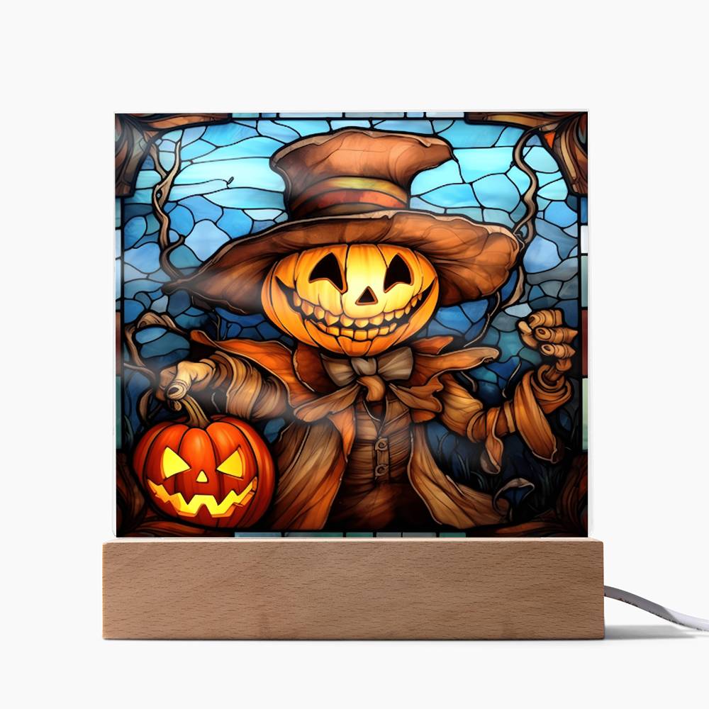 Halloween Pumpkin Ghost Stained Glass Acrylic